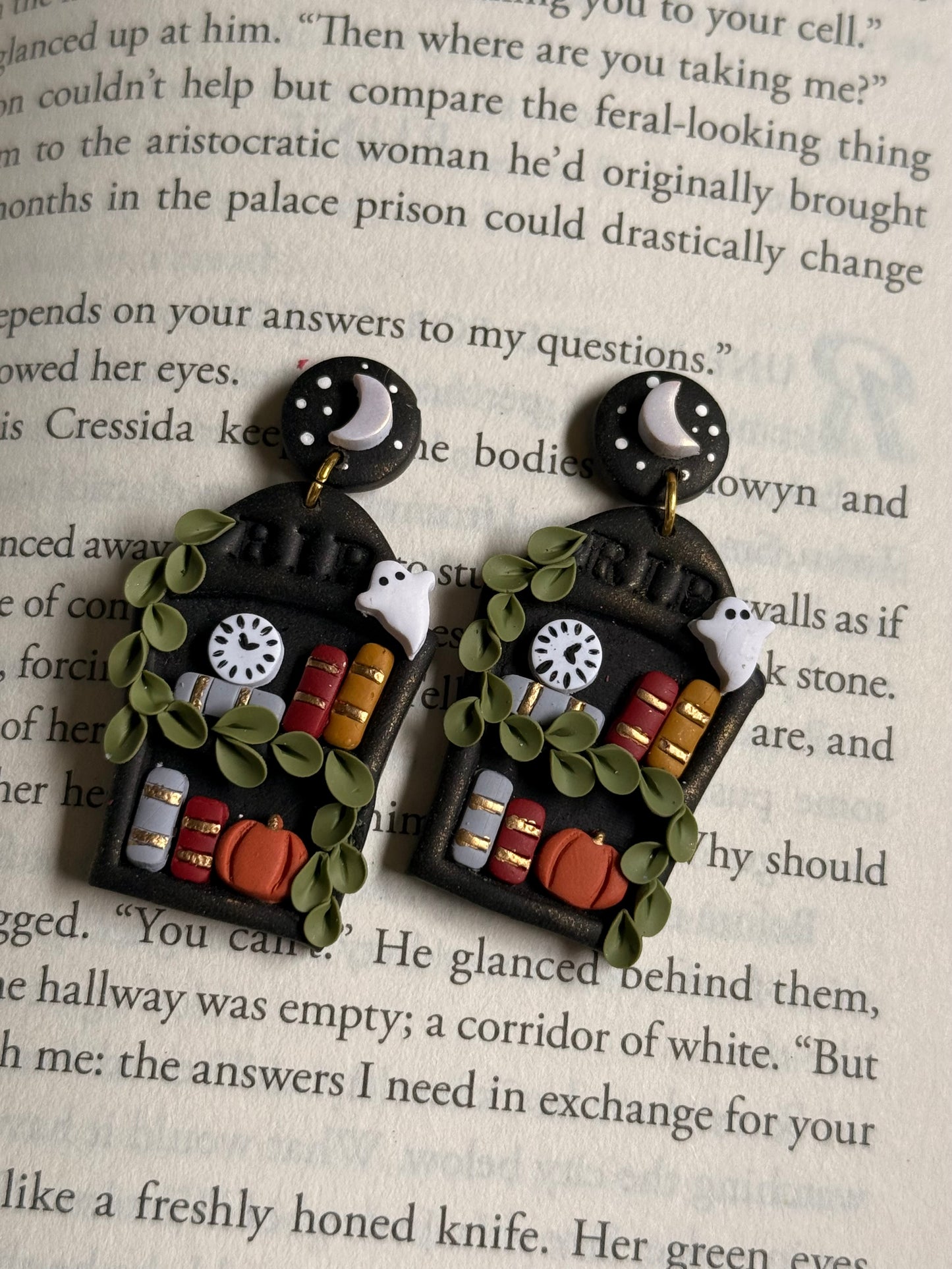 Spooky Bookshelves |Polymer Clay Earrings