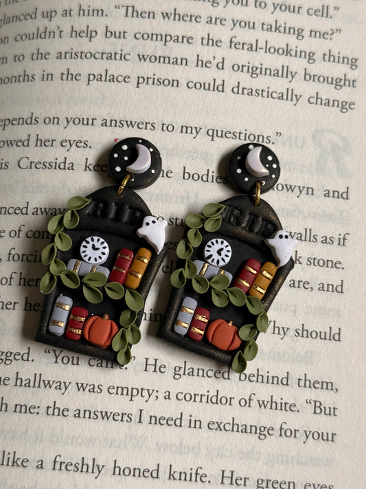 Spooky Bookshelves |Polymer Clay Earrings
