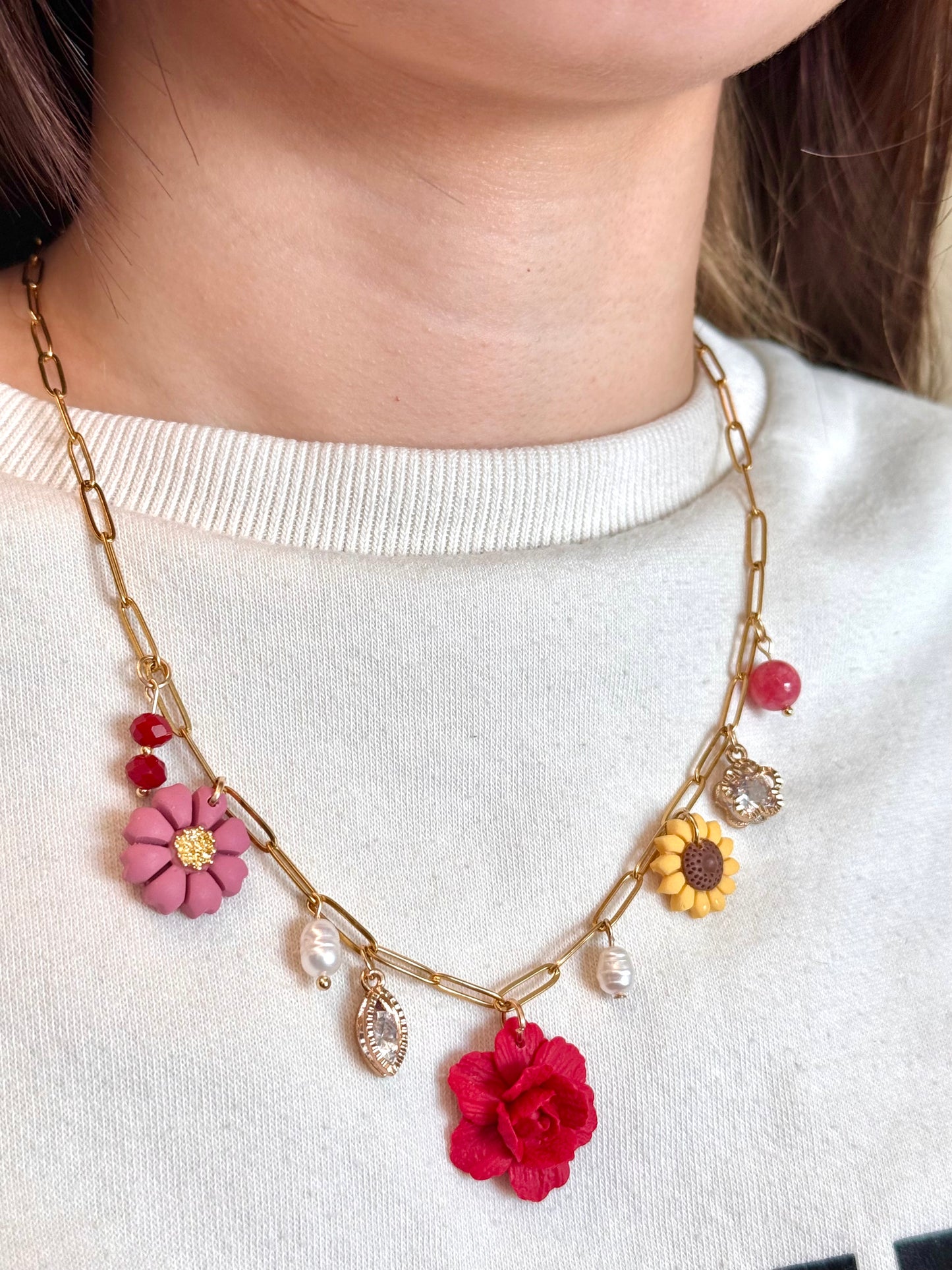 Spring Polymer Clay Charm Necklace