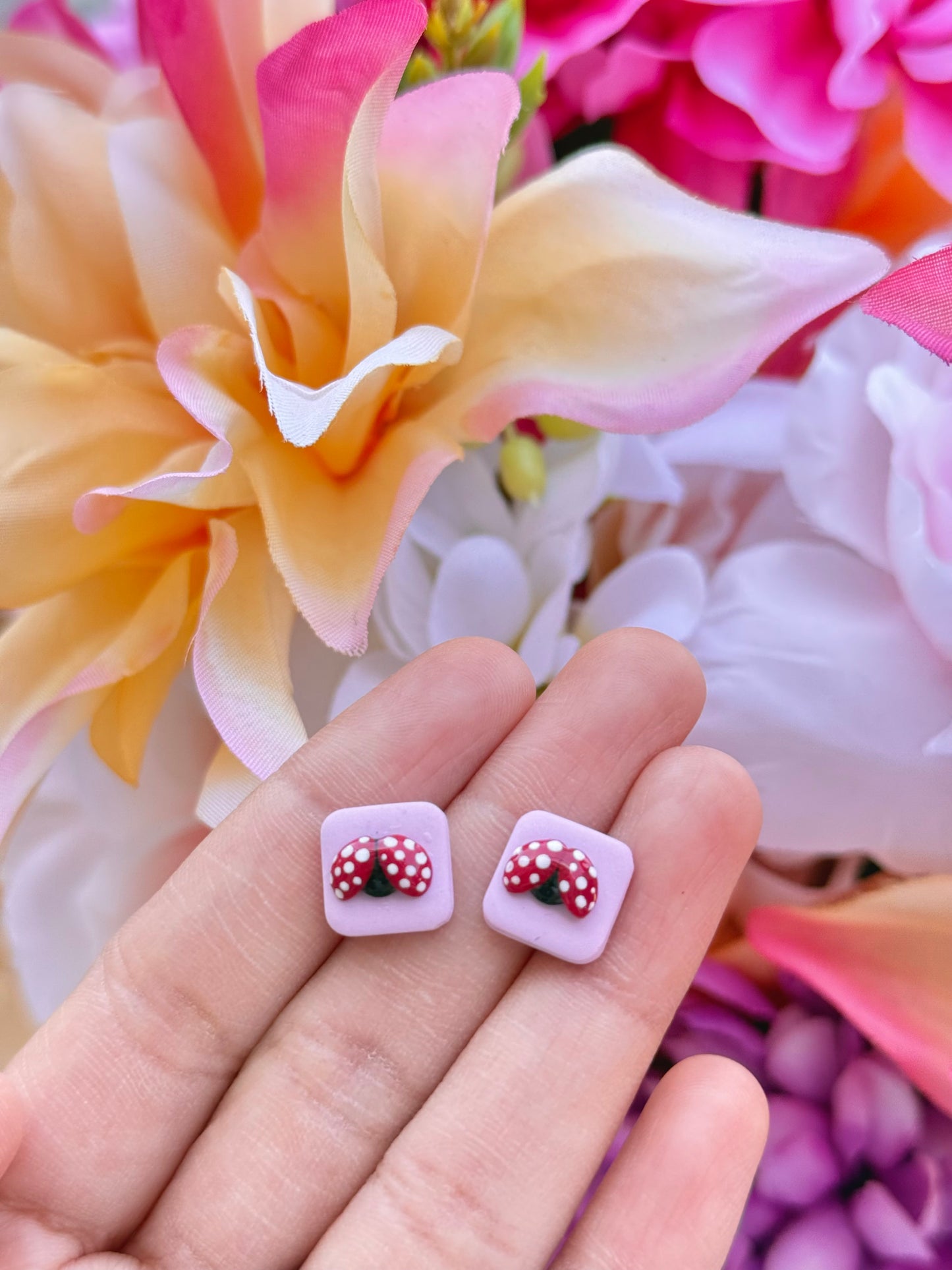 Ladybug Studs | Polymer Clay Earrings