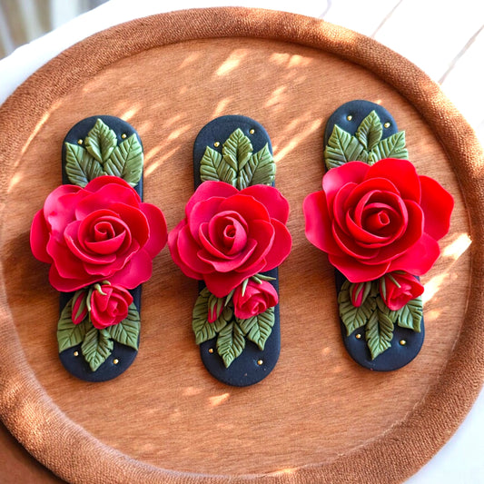 Red Rose Hairclips