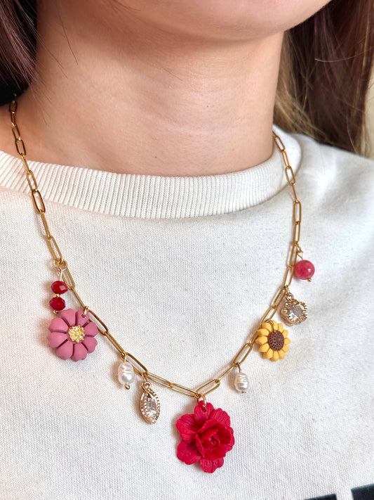 Spring Polymer Clay Charm Necklace